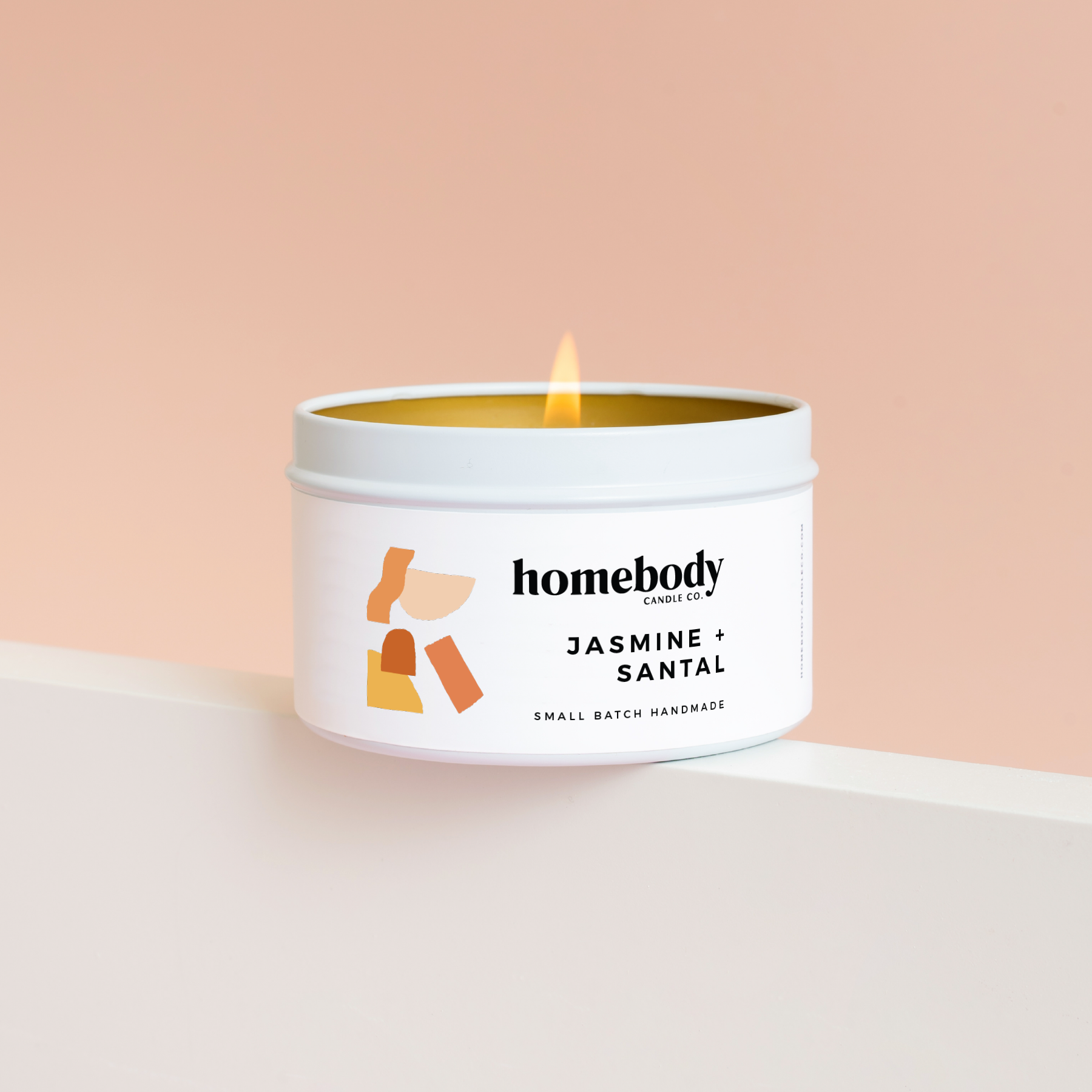 Jasmine + Santal candle tin Homebody Candle Co