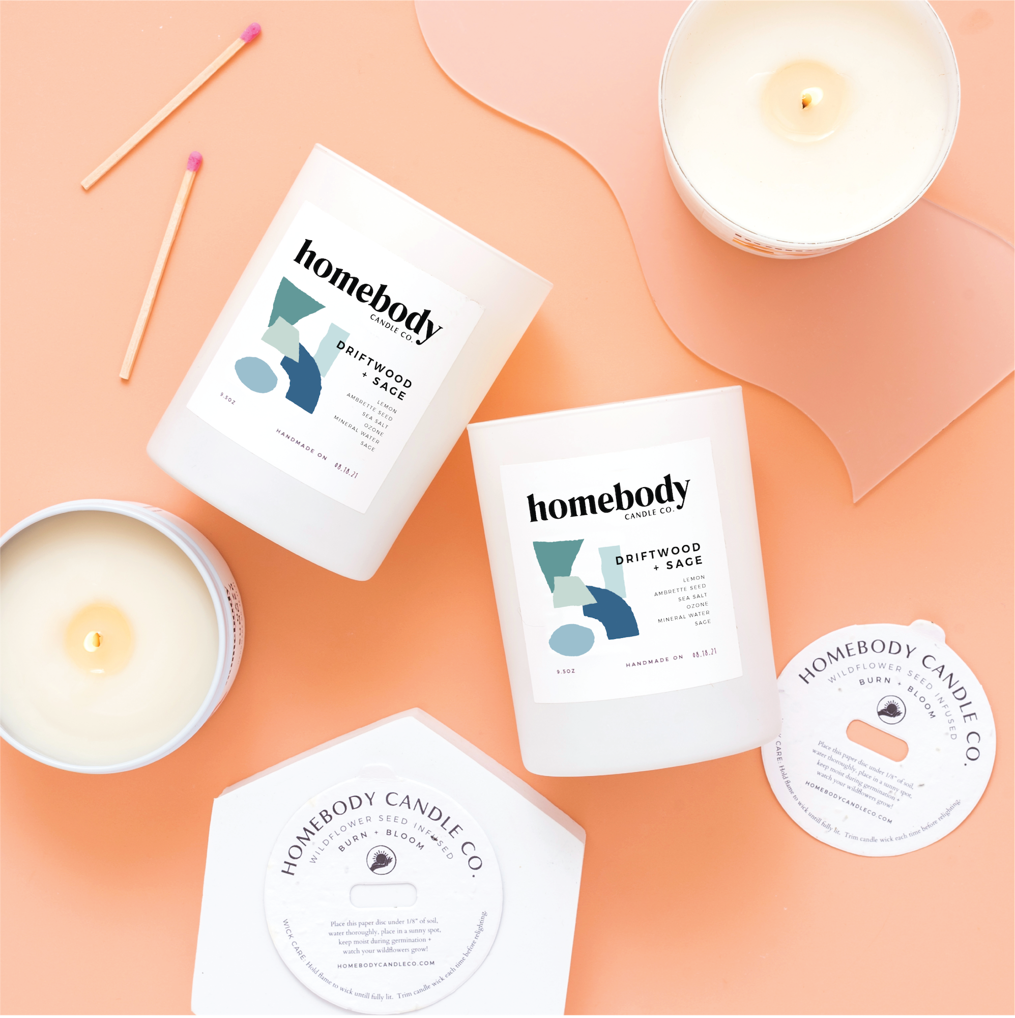 Driftwood + Sage-Burn + Bloom-burn + bloom candle-Homebody Candle Co.