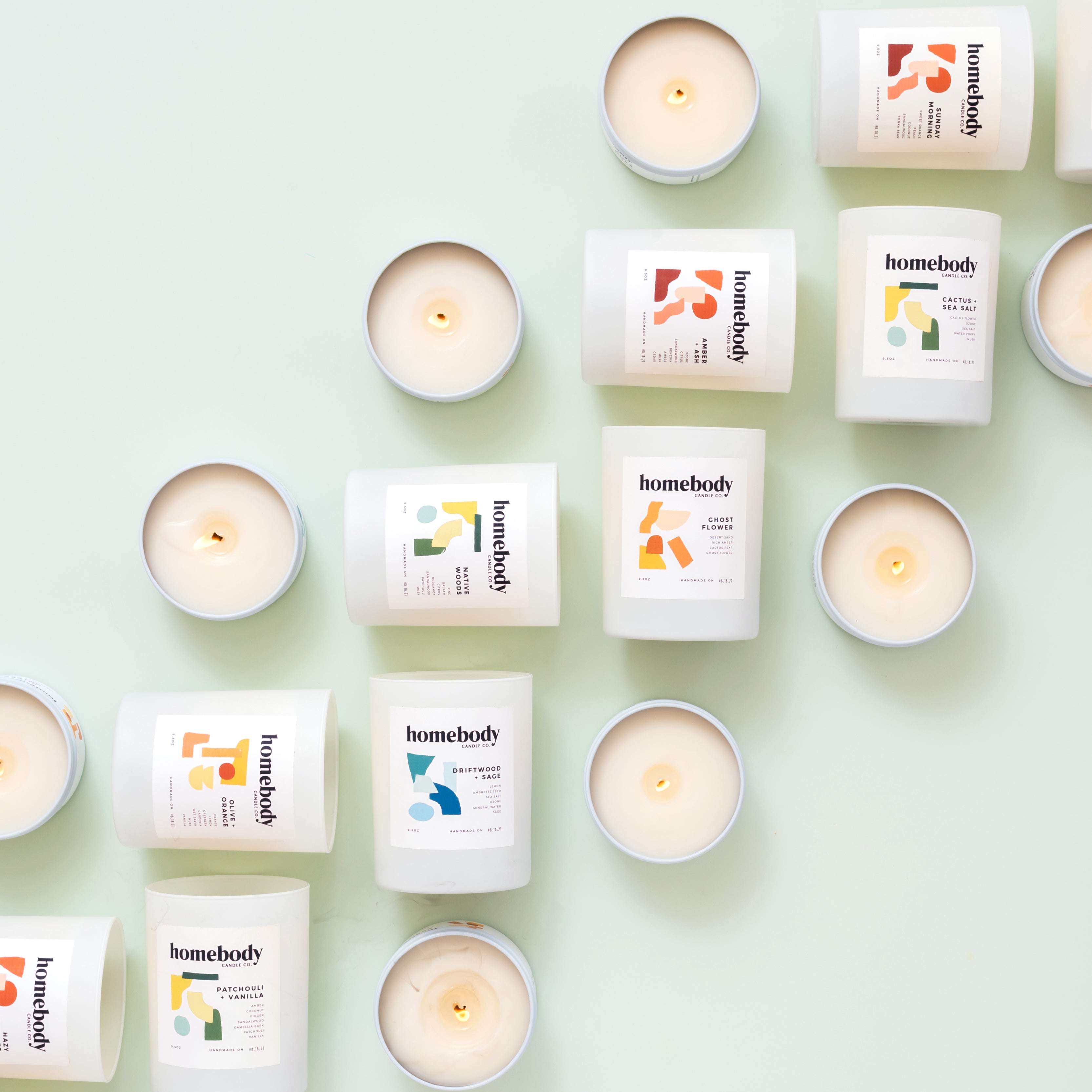 Amber + Ash-Burn + Bloom-burn + bloom candle-Homebody Candle Co.