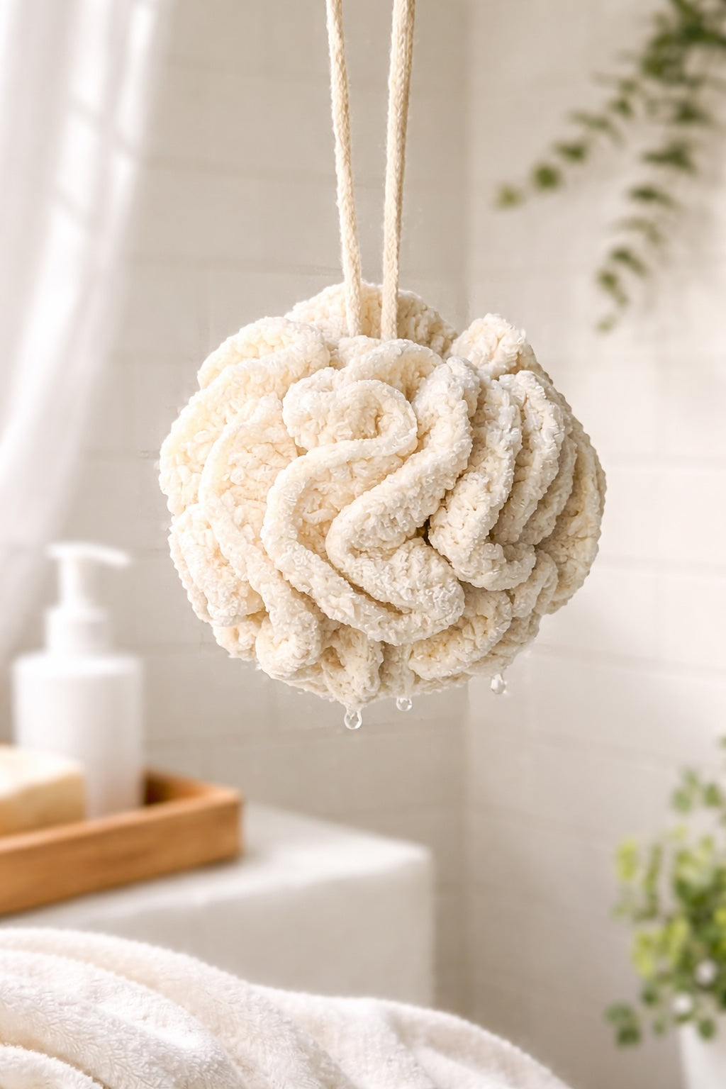 Cotton Shower Pouf accessories Homebody Candle Co