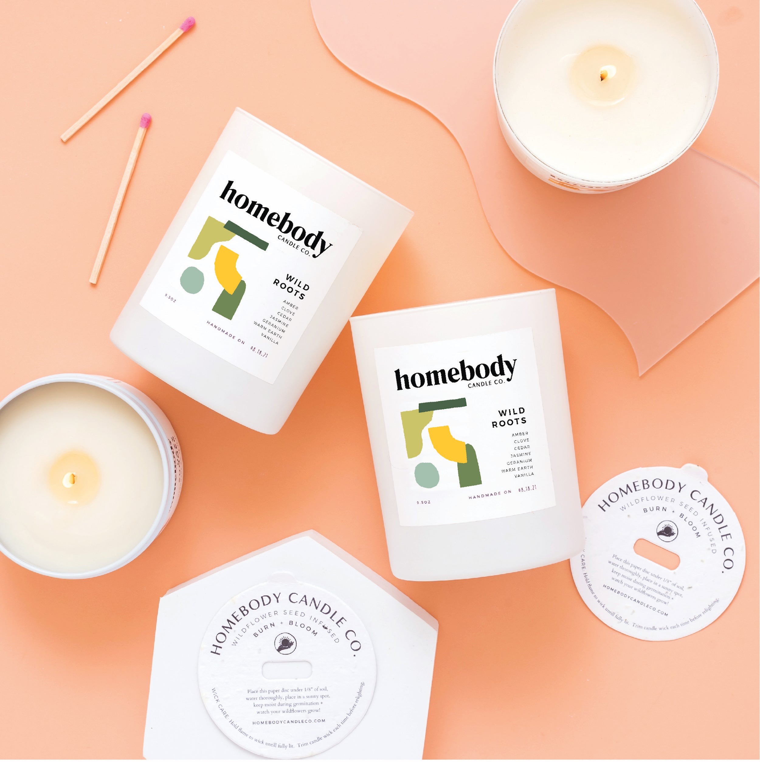 Wild Roots burn + bloom candle Homebody Candle Co